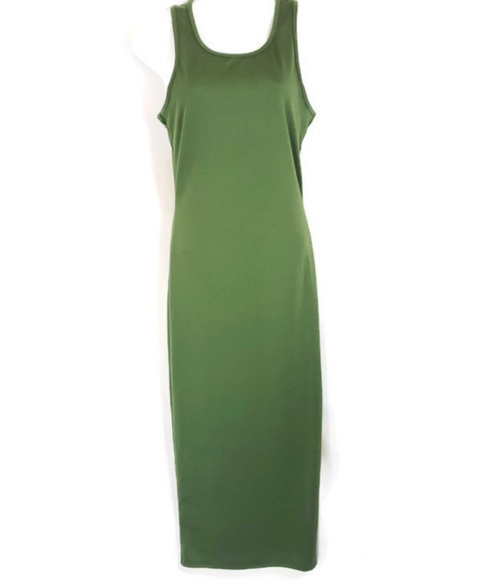 Olive green Hourglass Bodycon Midi Dress Large - Picture 2 of 6